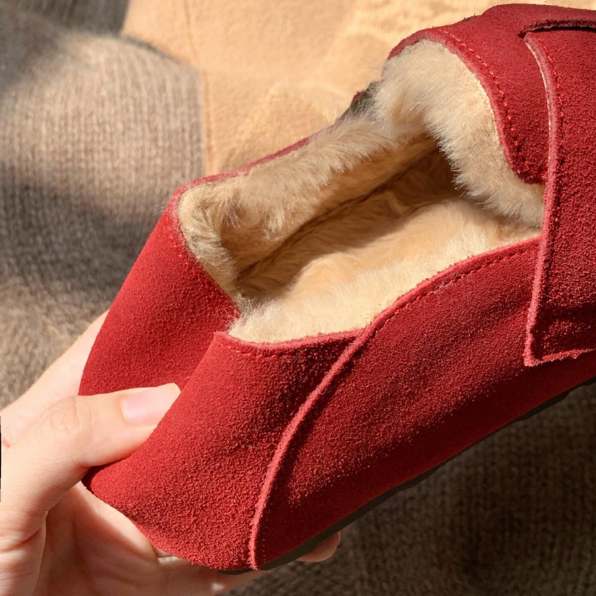 

Женские хлопковые туфли на мягкой подошве на одну ногу, толстоподошвенные ленивые одинарные туфли 40 красный