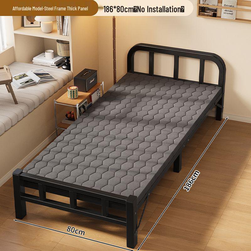 Portable Folding Iron Bed for Outdoor and Dormitory Use