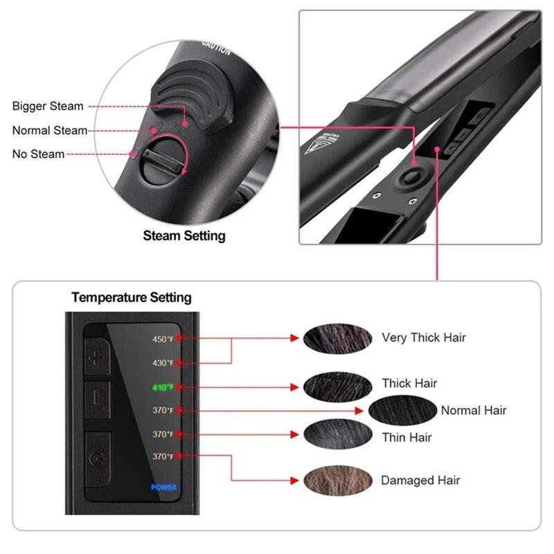 Ceramic Professional Steam Hair Straightener Vapor Hair Flat Iron Seam Hair Straightening Iron Curler
