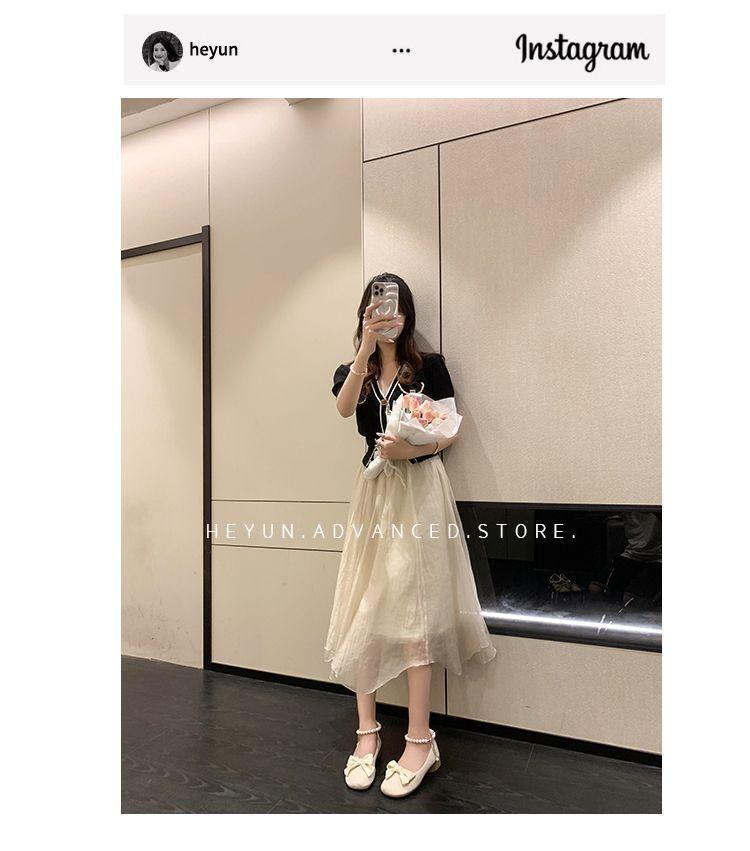 French Mary Jane shoes women's 2025 summer new sweet bow thick heel pearl with skirt small leather shoes