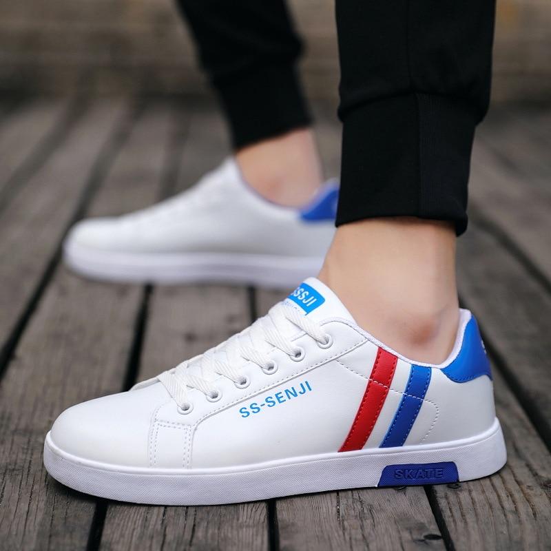 Weiße vulkanisierte flache Schuhe für Männer mit Schnürung, bequeme Sneaker für Männer, Tenis Masculino Adulto, Top-Qualität, Herren-Zapatillas