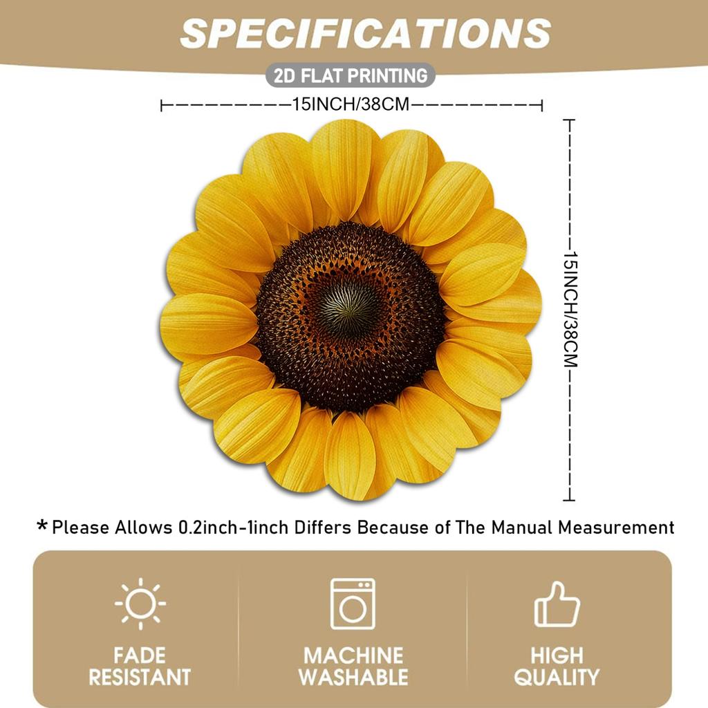 4/6pcs, Sunflower Pattern Linen Placemats, Yellow Sunflower Flower Design Placemats, Suitable for Table Decoration, Kitchen Decoration, Daily Use Deco