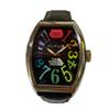 Frank Miura X THE PORK FACE Men's Collaboration Watch with Leather Strap and Double Name, Black