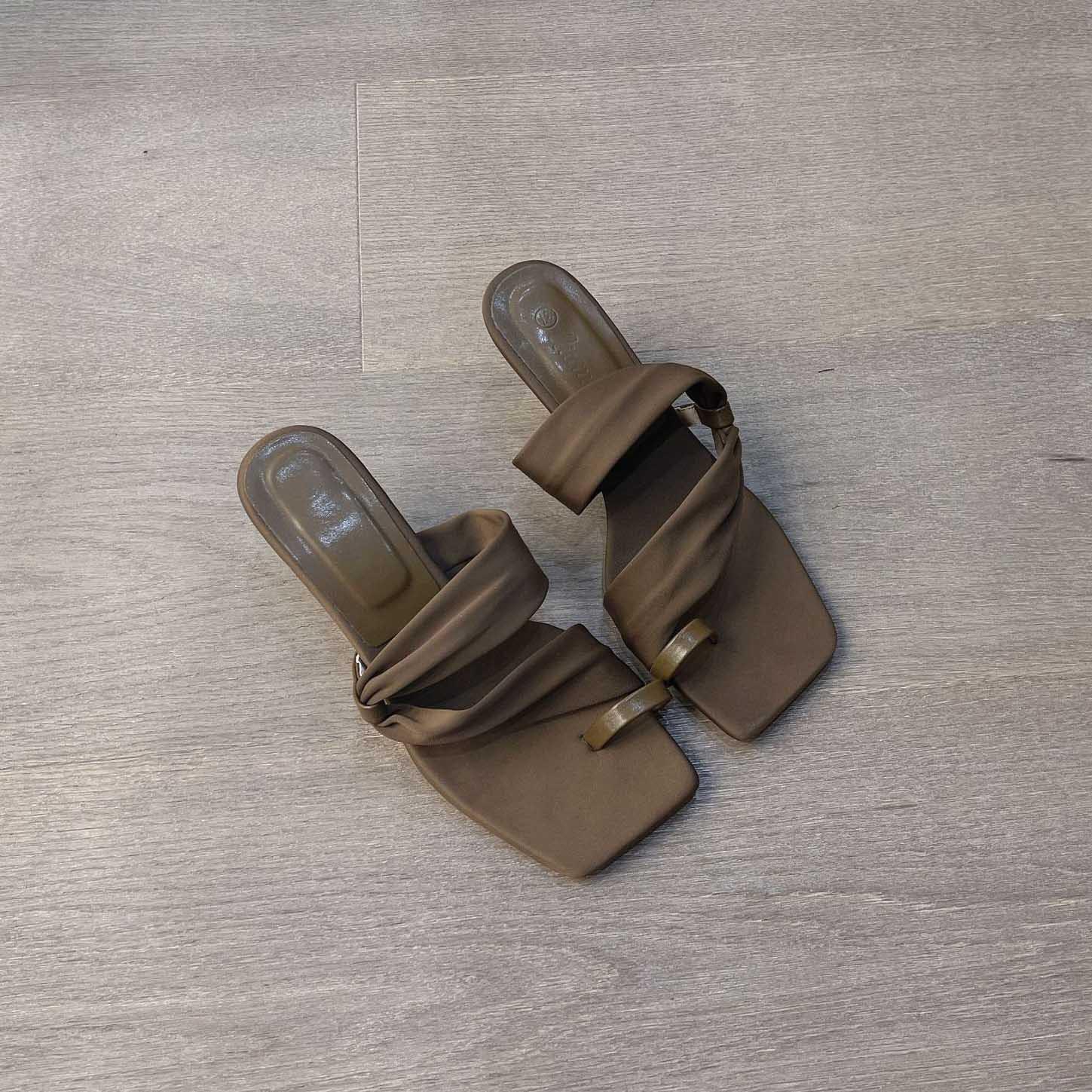 

Женские летние высококлассные домашние тапочки, осенние новые босоножки с открытым носком, на высоком каблуке, с квадратным носком, на тонком каблуке 37 темно-коричневого