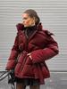 Damen Kapuzen-Langarm-Schmale Winterjacke mit Reißverschlusstasche