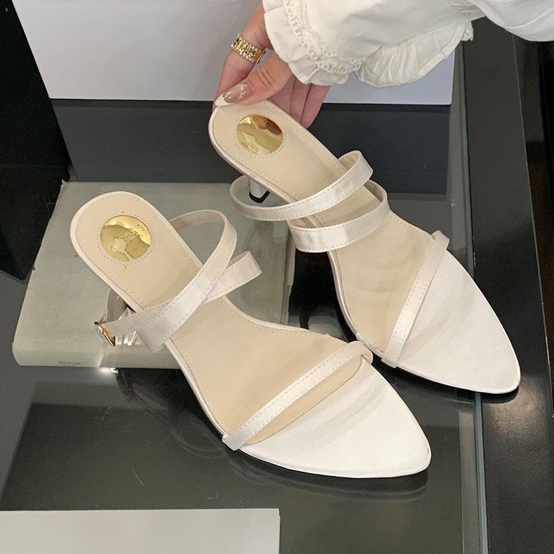 

Мода Новинка 2025 Мода Обмотка на щиколотке Женские туфли-лодочки на тонком каблуке Обувь с острым носком Повседневная женская обувь на каблуке Женские сандалии 35 бежевый