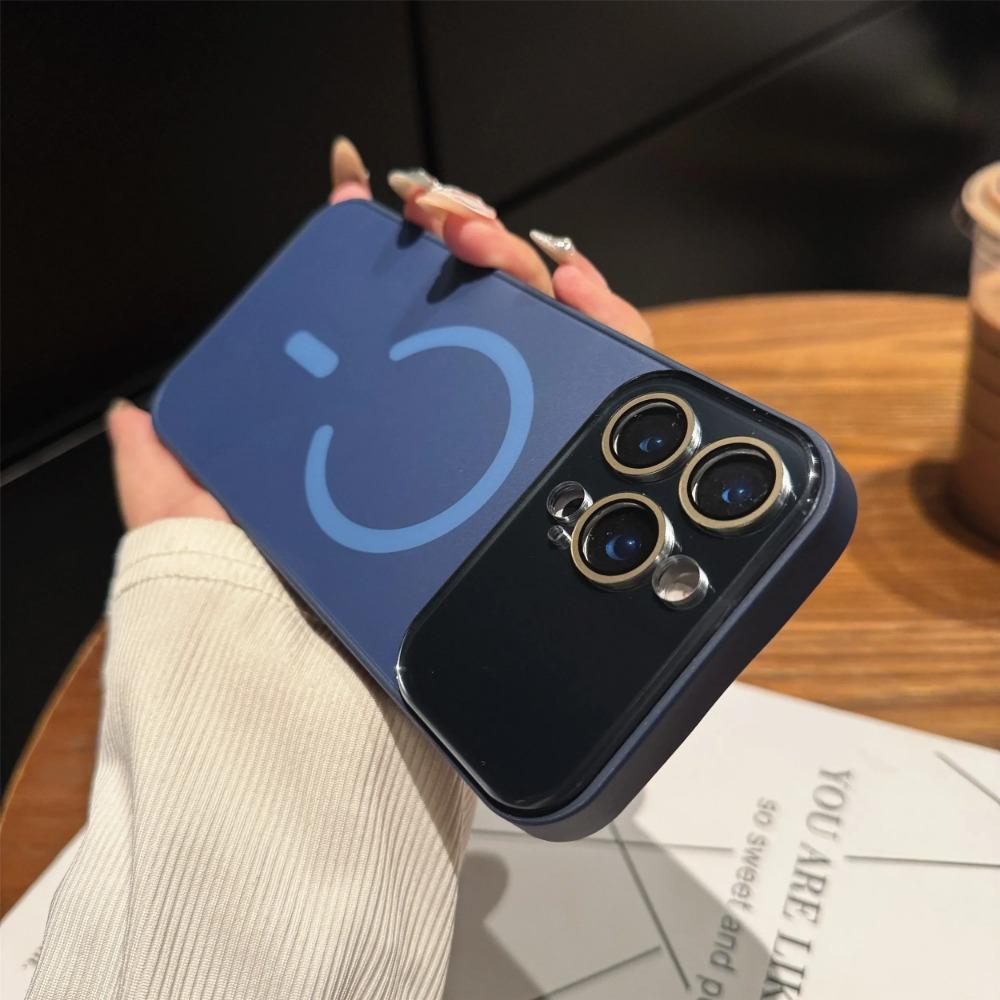 Luxury Matte Glass Lens Camera Protector Phone Case for IPhone 17 Pro Max 17Air 16 15 14 13 12 Magnetic Wireless Charger Cover