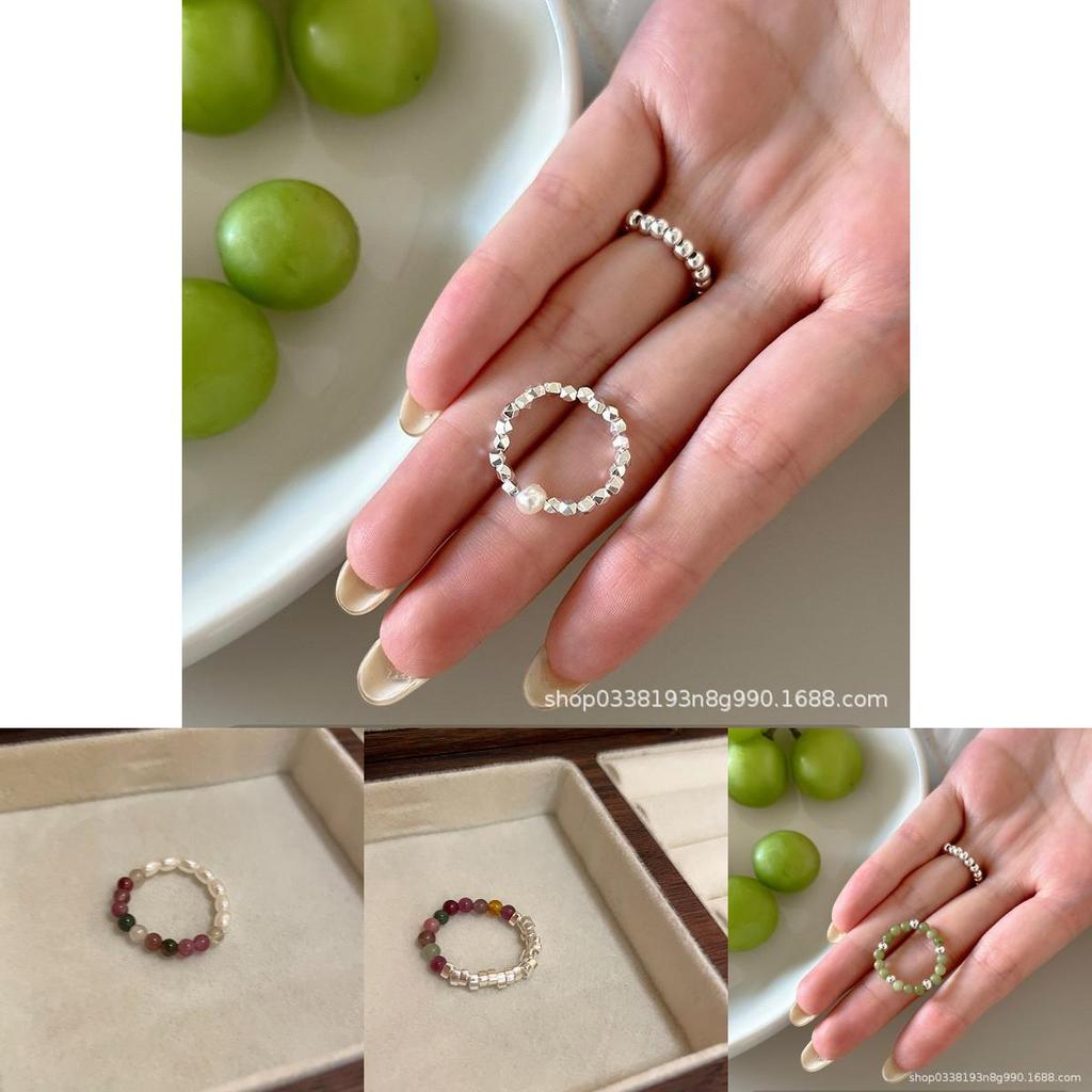 Tourmaline Vintage Stylish Pearl Ring For Women Beautiful Geometric Design