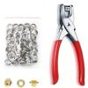 100pcs Prong Rings 4mm Buckle Buttons Metal Colour Pliers Snap Button Claw DIY Set Hand Pressure Plier Rivet Buckle Sew Tool