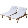 Loungers Gardeon 2 Piece Sun Lounge Wooden Lounger Outdoor Furniture Day Bed Wheel Patio White
