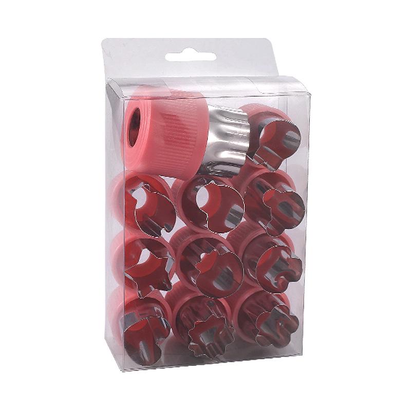 12-Piece Stainless Steel Cookie Cutter Set: Includes Hand Guard, Bow Tie, Vegetable, Animal, Cartoon, Fruit, and Flower Shapes for Home Use.