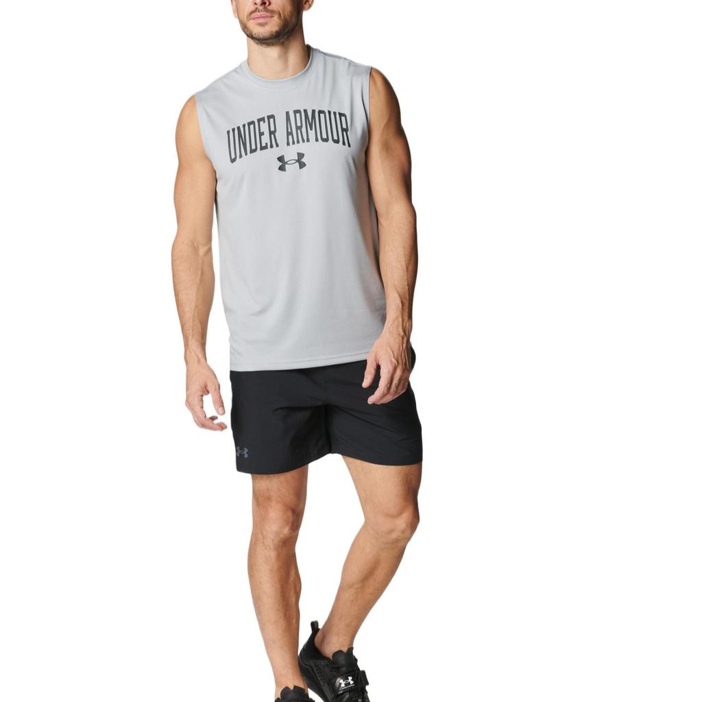 Under Armour Tech Comfortable Casual Soft Skin-Friendly Simple Basketball Vest Men Tops Gray 6001541-011
