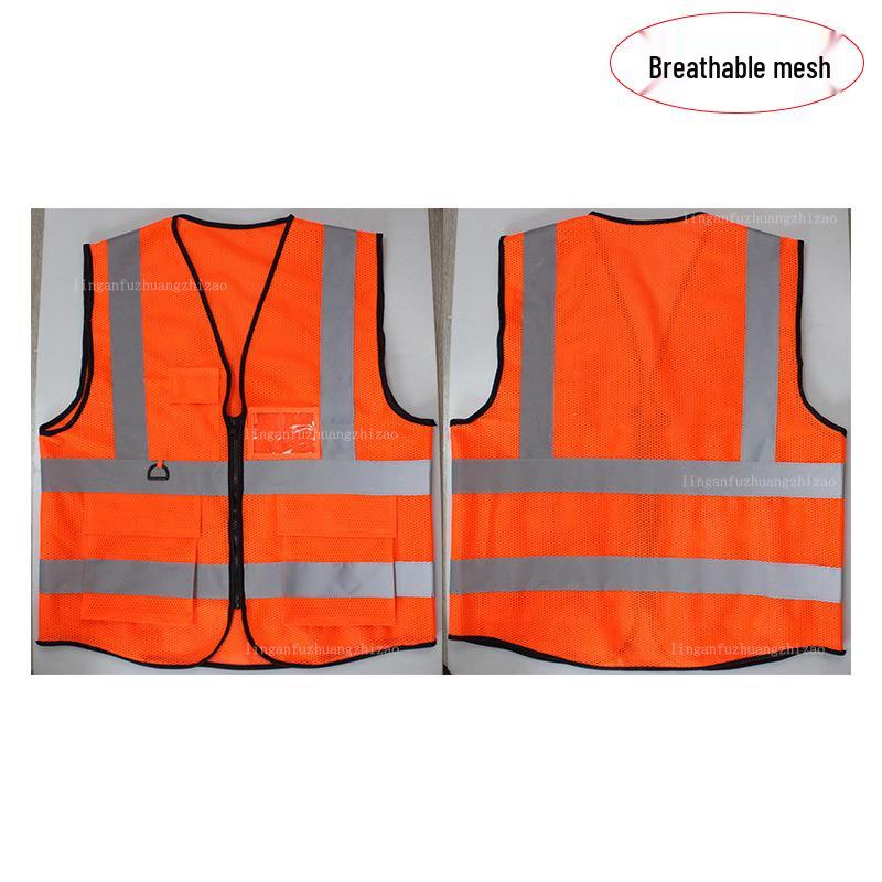Multi-Pocket Reflective Vest for Sanitation & Construction with Printing