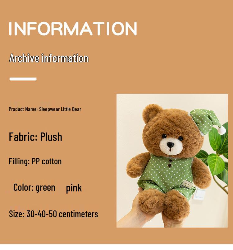 Adorable Teddy Bear Plush Pajamas Doll - Soft Toy Gift for Kids