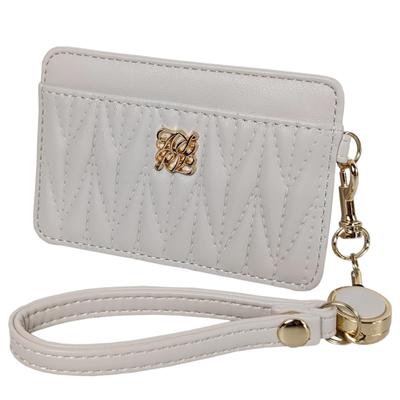 Pass Case with for IC Card ID Card Horizontal with for R68 Ivory [Cross Marberry] Reel, Cute, Slim, Stylish, Women, Holder, Holder, Type, Strap,