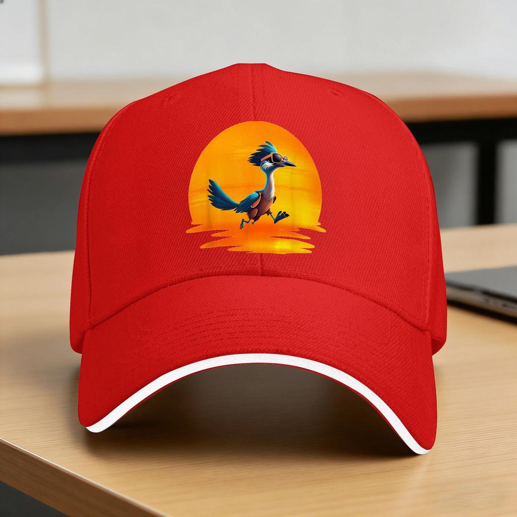 Roadrunner Sunset Fast Bird Running The Roads Sunglasses Casual Baseball Cap Summer Trucker Hat Sun Visor Hiking Snapback Cap