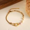 Vintage Heart Pendant Bracelet For Women Pearl Jewelry Titanium Steel Accessory