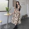Korean Style Puff Sleeve Floral Midi Dress for Women