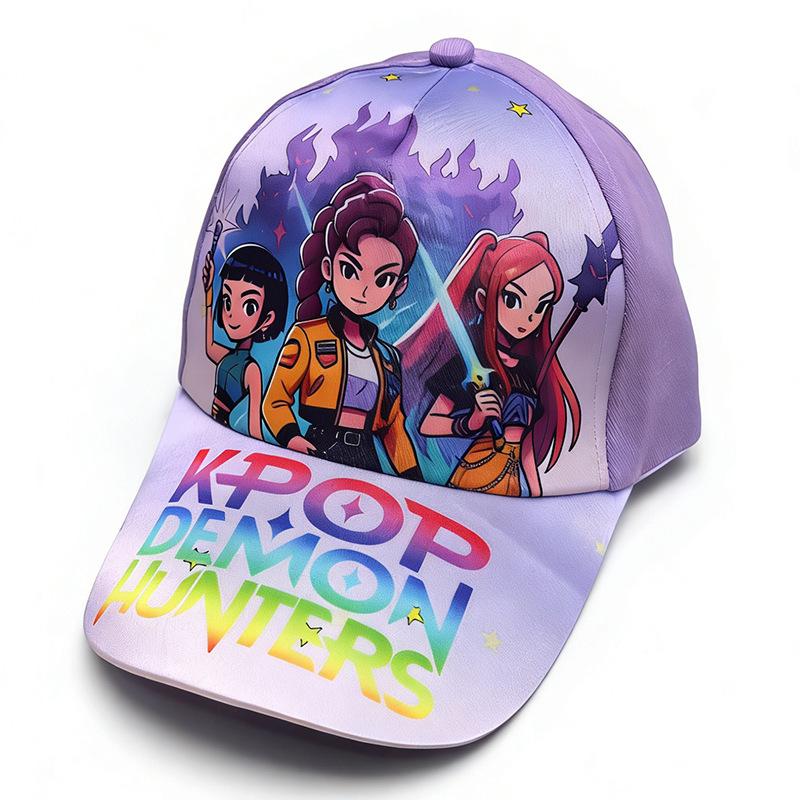 Cute Cartoon Girls Print Baseball Cap, Adjustable Snapback Sun Hat for Girls Teens Children's size 48-54cm