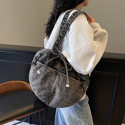 Neue Denim-Achseltasche Retro-Mode Nischendesign Ausländischer Stil Schultertasche Literarische Textur Handtrage-Einkaufstasche