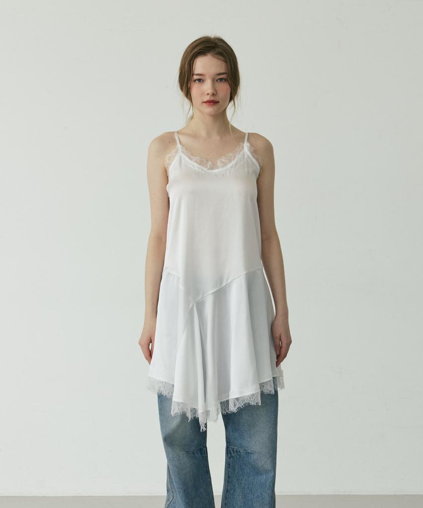 Linte Satin Lace Dress White