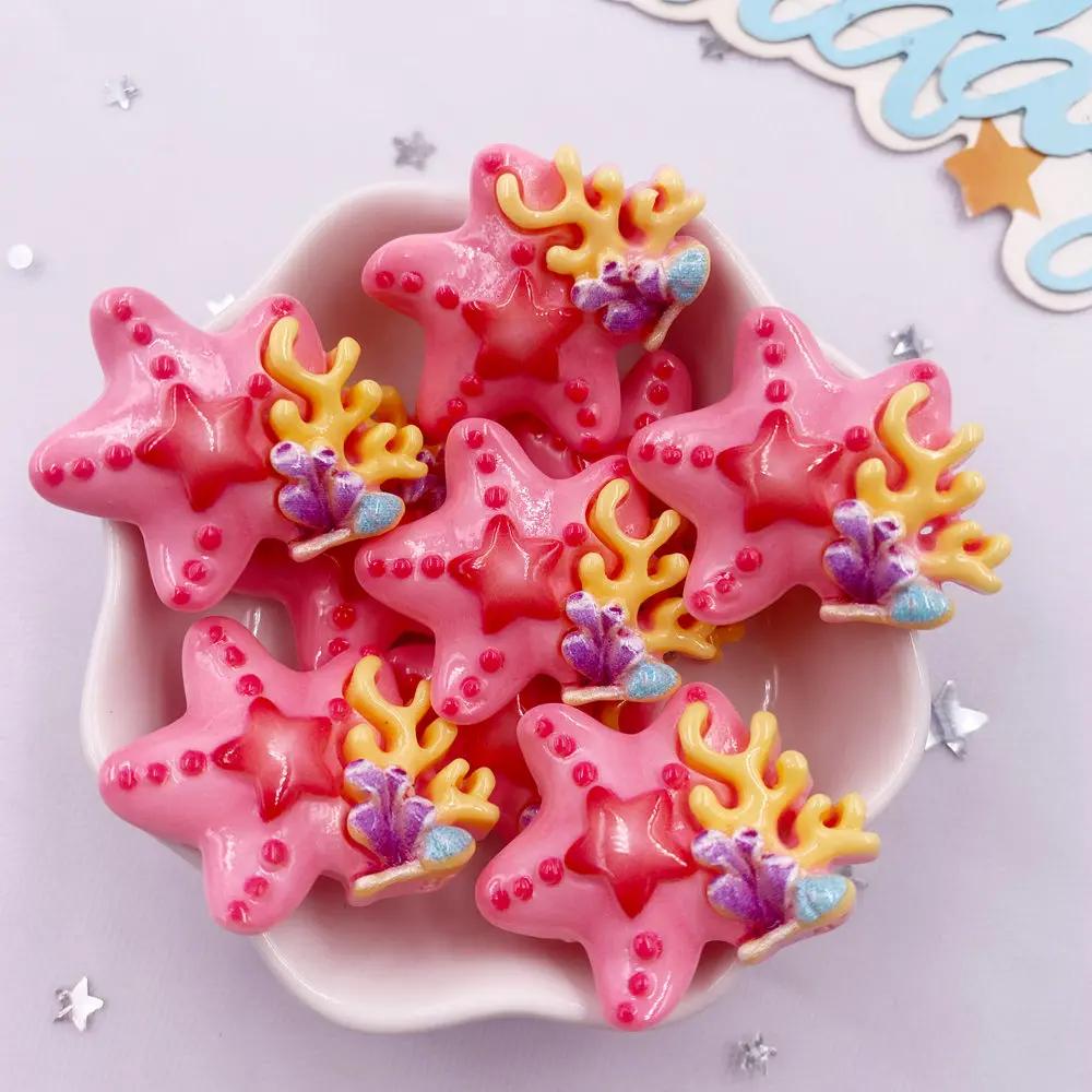 6ks Barevná pryskyřice Perlová mušle Hvězdice Mořské řasy Láhev na přání Truhla s pokladem 3D figurky Plochá záda Scrapbook DIY šperky