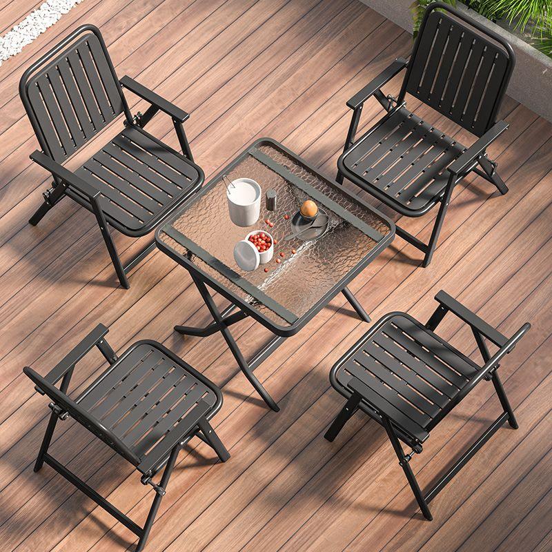 Waterproof Outdoor Folding Chair & Picnic Table Set with Backrest for Beach, Balcony, and Camping