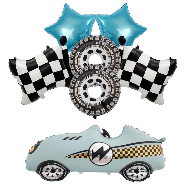 7pcs Racing Car Balloon Motorcycle Tire Wheel Balloons Black White Checkered Race Car Theme Kids Birthday Party Decorations Gift