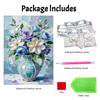 DIY Frameless Pearl Painting Kit Blue Vase Flowers 3D Shiny Bead Art Canvas Relaxing Creative Craft for Home Wall Decor Gift