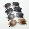 Minimalist Metal Double Bridge Sunglasses Pilot Silhouette Versatile Elegant Sun Protection Glasses 2106