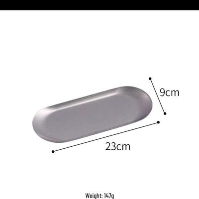 ZISIZ Retro Oval Stainless Steel Decorative Tray