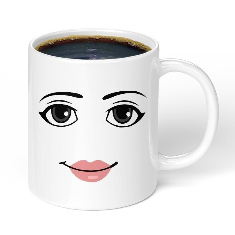 Cute Simple Woman Facial Expression Mug Creative Boys Ceramic Breakfast Coffee Milk Cup
