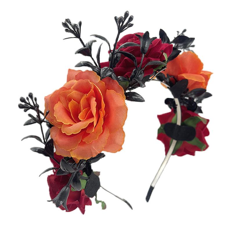 Halloween Flower Headband with Spider for Cosplay or Makeup Party