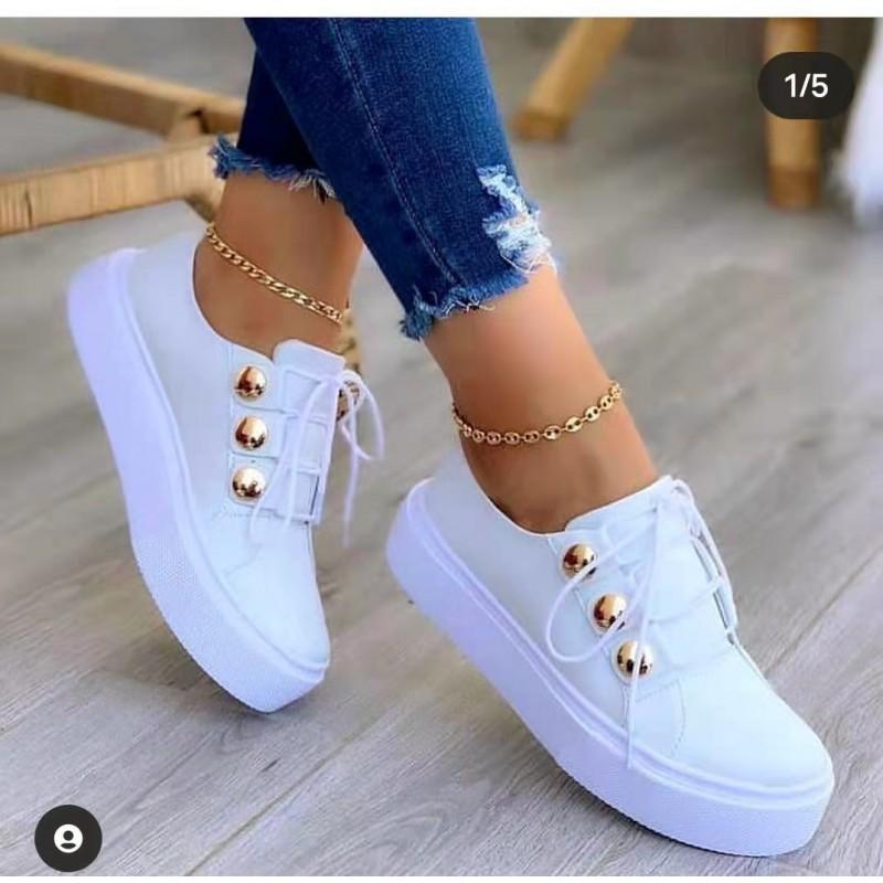 Womens Chunky Platform Loafers With Lace-Up Front Wide Size Range 36-43 Casual Shoes