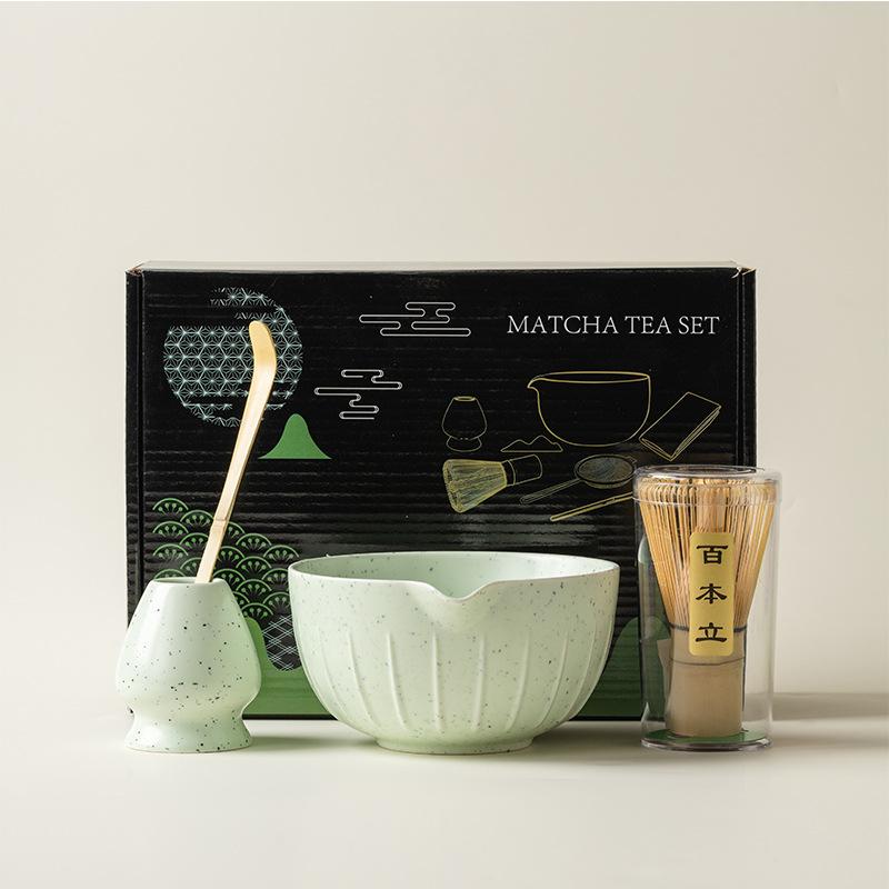 4/7PCS Matcha Teaware Set Bamboo Tea Brush Ceramic Tea Bowl Composition Chinese Traditional Handmade Matcha Tea Tool Set