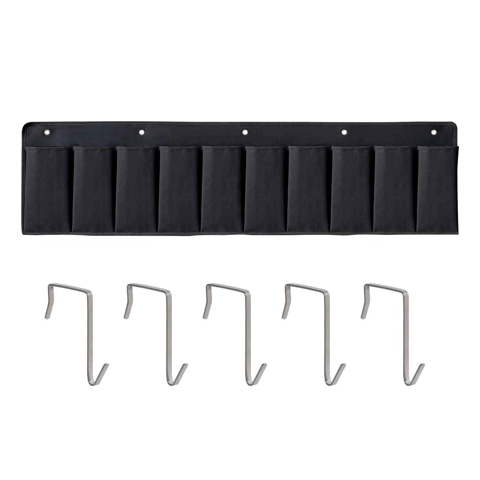 

Convenient Bedside Storage Bag with Hooks 10 Pockets Hanging Organizer Case Pouch for Remote Control Snacks and Shoes чёрный