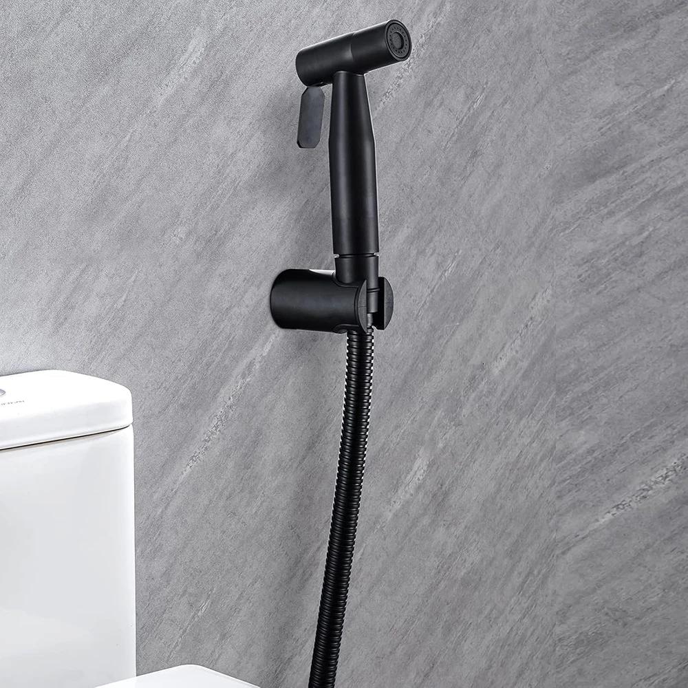 Black Bidet Faucet Handheld Portable Toilet Sprayer Stainless Steel Bidet Faucet with Self-cleaning Shower Head