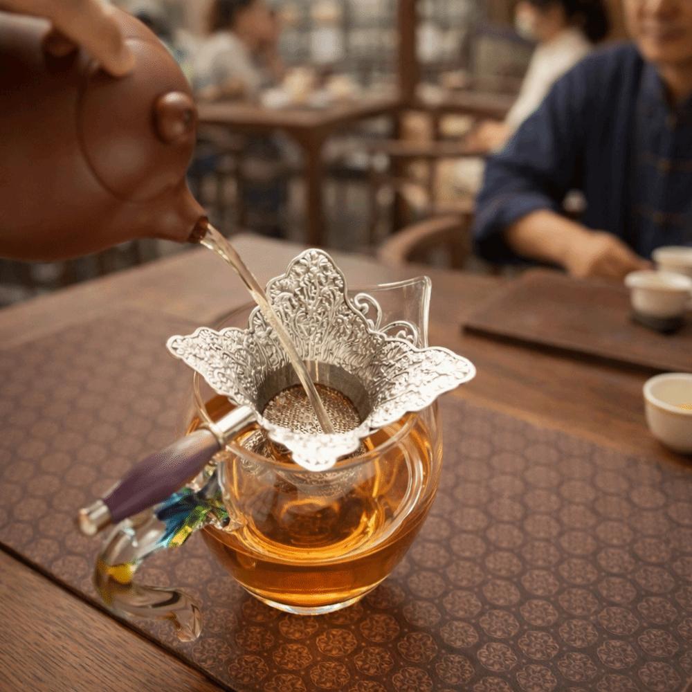 Mesh Filter Sieve Tea Drain Vintage Zinc Zinc Alloy Tea Infuser Butterfly Tea Filter Kitchen Accessories