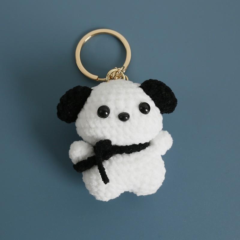 Funny Puppy Series Crochet Keychain Handmaking Knitted Puppy Keyrings Cute Small Dog Doll Crochet Keyrings Custom Accessories
