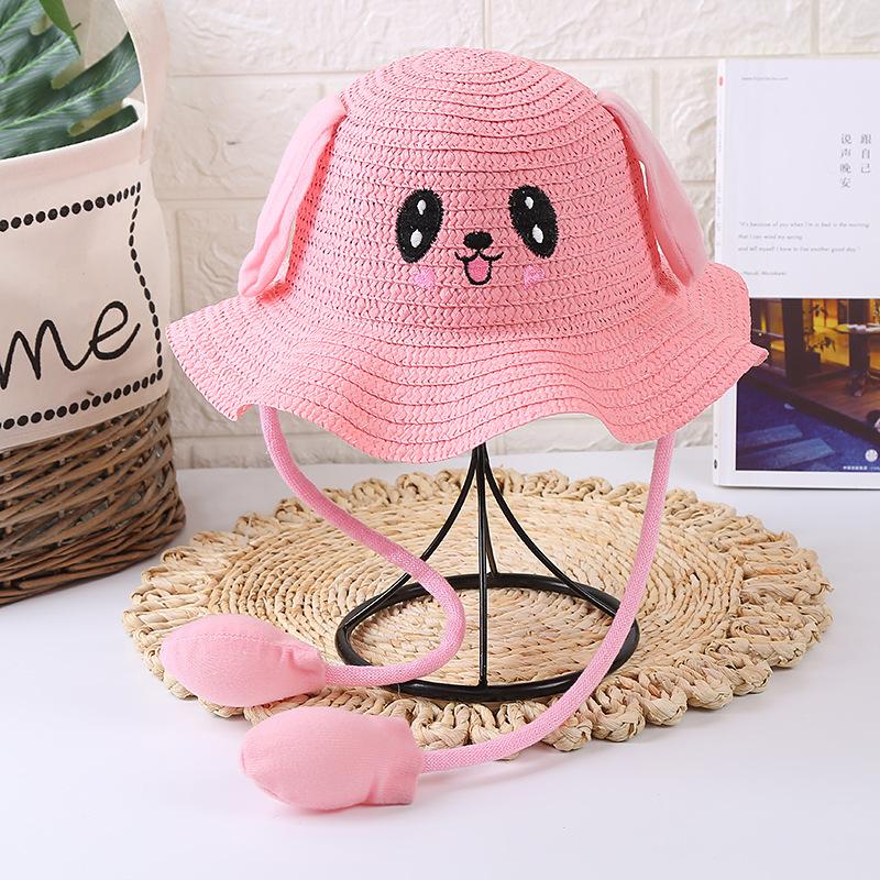 Children's Sun Hats Summer Men's and Women's Sun Protection Straw Hats Cute and Fun Hats That Move Ears Rabbit Hats