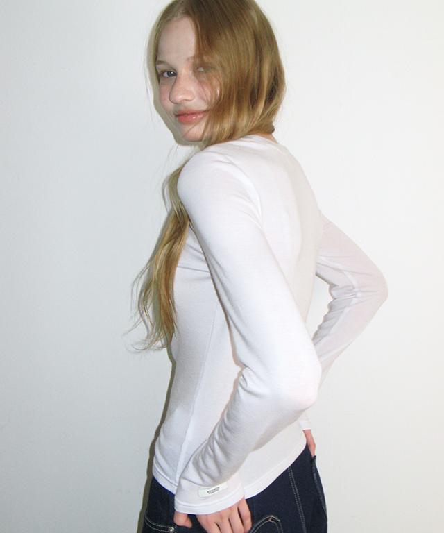 RONRON [Set] Soft Mini Label Long Sleeve (9Colors) (D Type)