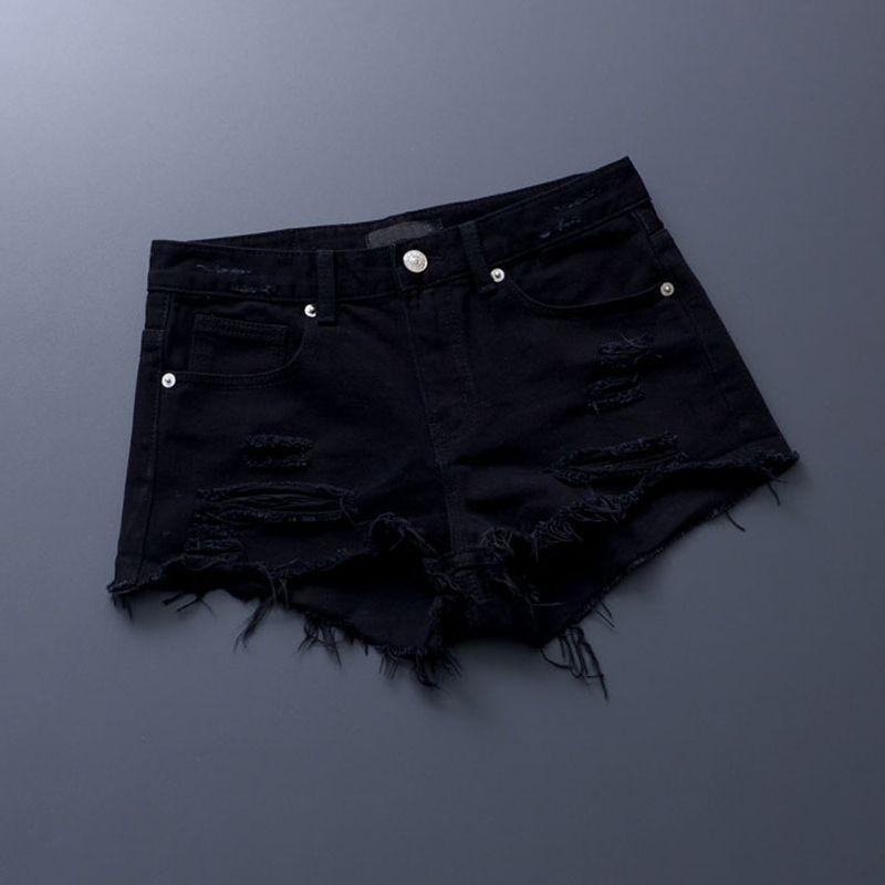 Summer Women's New Arrival Trendy K-style Tassel Mid-Waist Denim Shorts Slim Looking White Hole Hot Pants Thin 2025