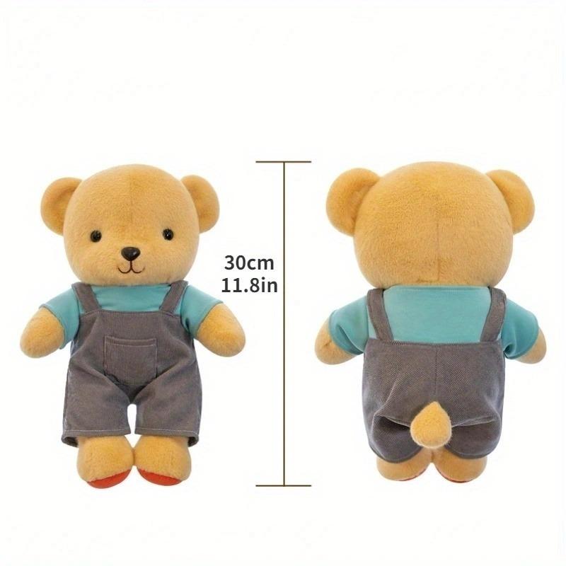 Cute Bear Plush Toy Soft Stuffed Animal Doll In Overalls Kids Gift for Girls Boys Kawaii Bear Plushie for Bedroom Decor