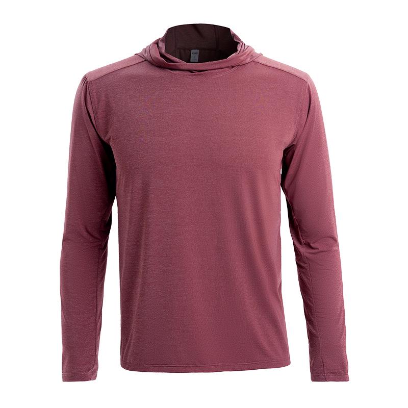 Bird House Men's Long Sleeve Hooded Fitness Wear - Loose Fit Elastic Muscle Training T-Shirt