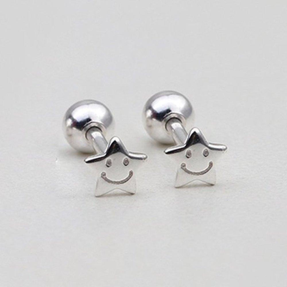 

[Aslit] Piercing Earrings Silver 925 Smile Mini Star Daily
