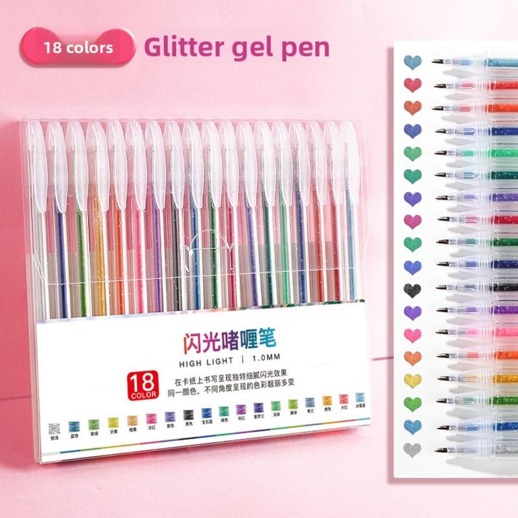 Penna Gel Scintillante Penna Gel Penna Evidenziatore Fluorescente Studente Conto Mano Polvere Scintillante Sabbia Scintillante Penna Neutra Color Perla