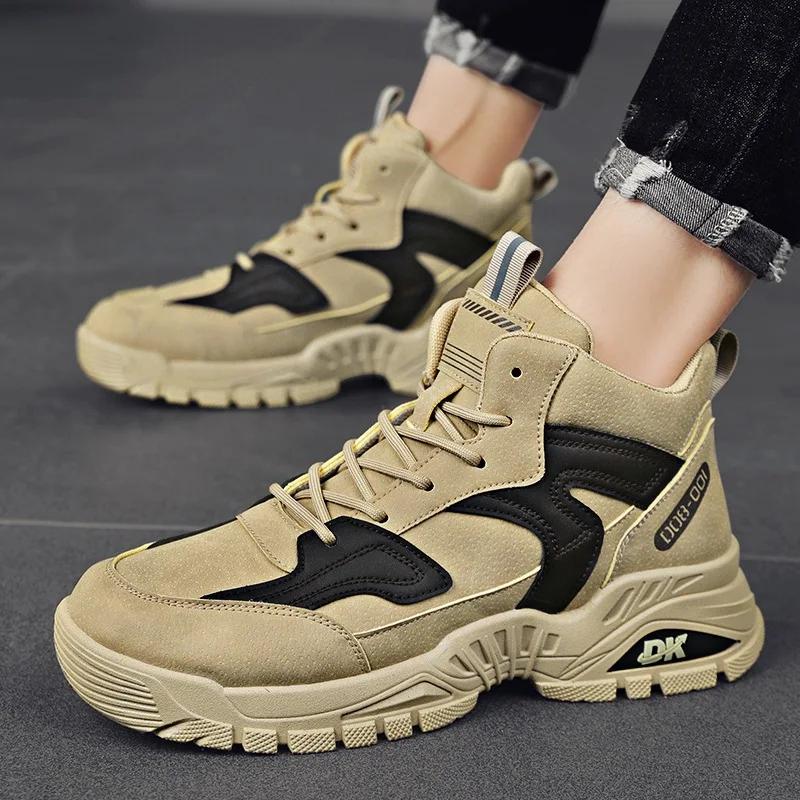 Herren High-Top Arbeitsschuhe Herbst Winter Mode Outdoor Bergsteigen Rutschfest Sportschuhe Reise Urlaub Freizeitschuhe 2024