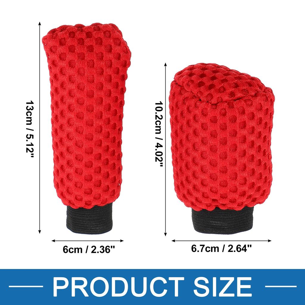 A ABSOPRO Car Handbrake Cover Gear Shift Knob Cover Car Shifter Protector Interior Decoration Accessories Red (Set of 2)