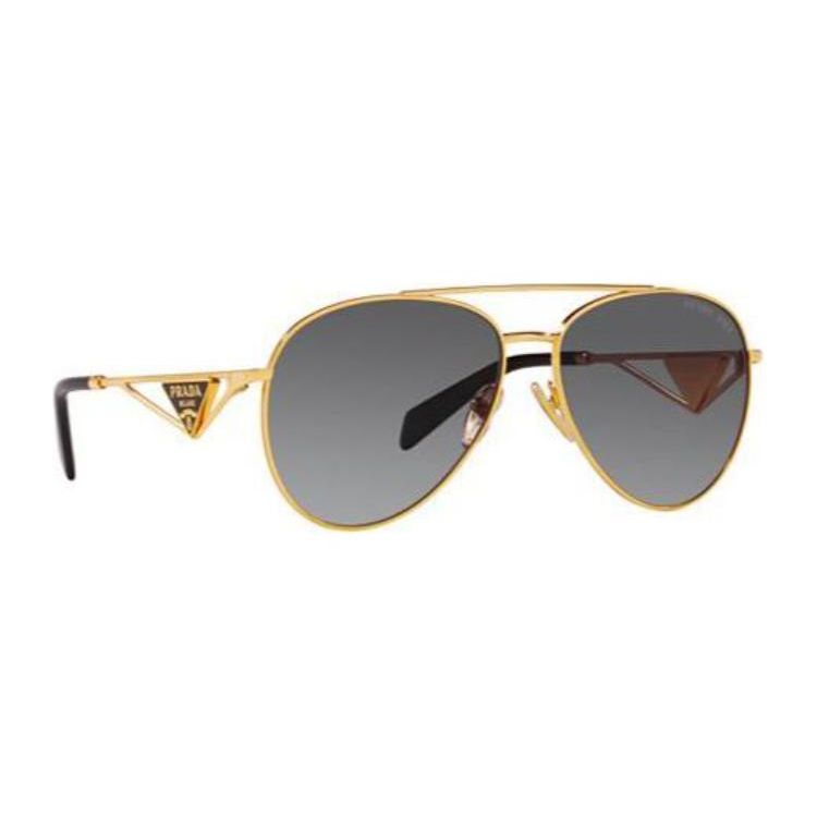 Prada Triangle Logo Pattern Metal Pilot Sunglasses Women sunglasses Gold PR73ZS5AK5W1