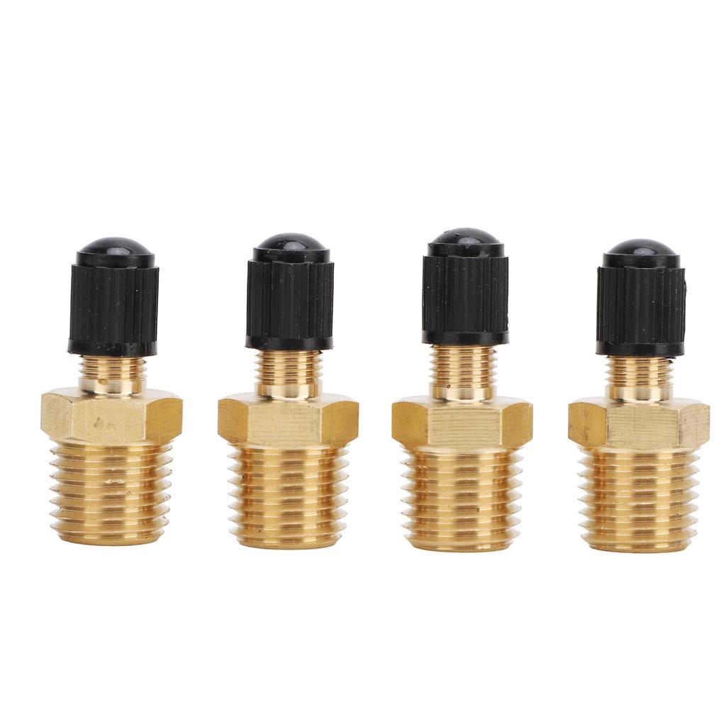 4Pcs Tank Valve 1 4in NPT Male Thread 200PSI Standard Valve Core Brass Valve with Sealing Caps for Car Repair